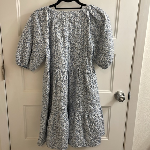 ❗️Moving❗️Madewell puff-sleeved quilted mini dress in sunflower field - Picture 8 of 10